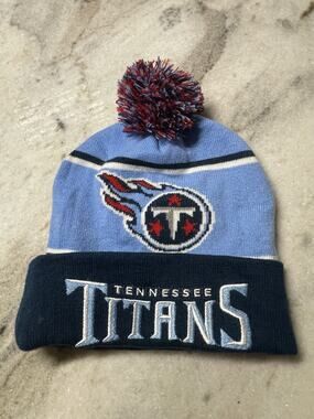 Tennessee Titans NFL Football Beanie Cap Hat Coca Cola Kroger Logs Pom Pom